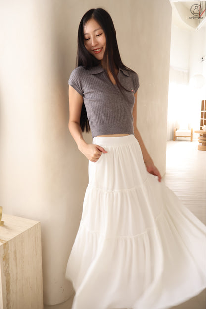 *Premium* Cherie Layered Maxi Pocket Skirt In White