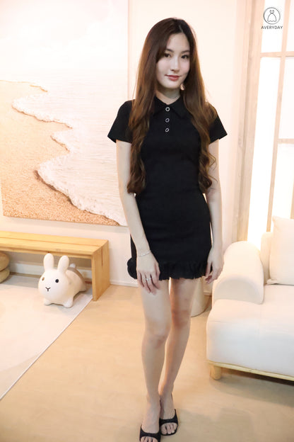 Eliza Polo Button Down Dress In Black
