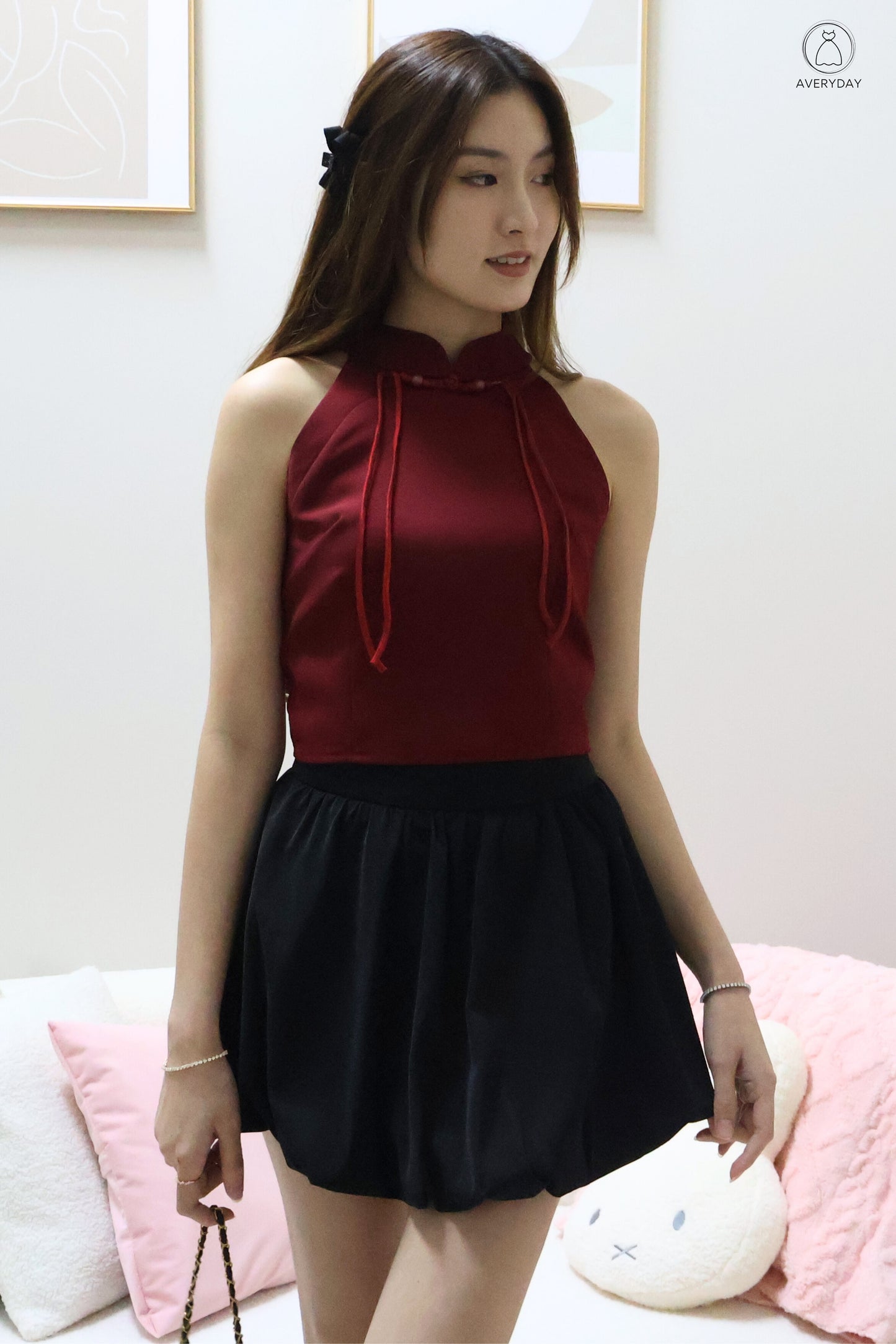 Juno Bubble Hem Pocket Skorts In Black