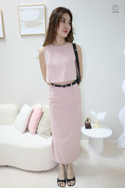 Eryn Belted Minimalist Co-Ord Set In Pink