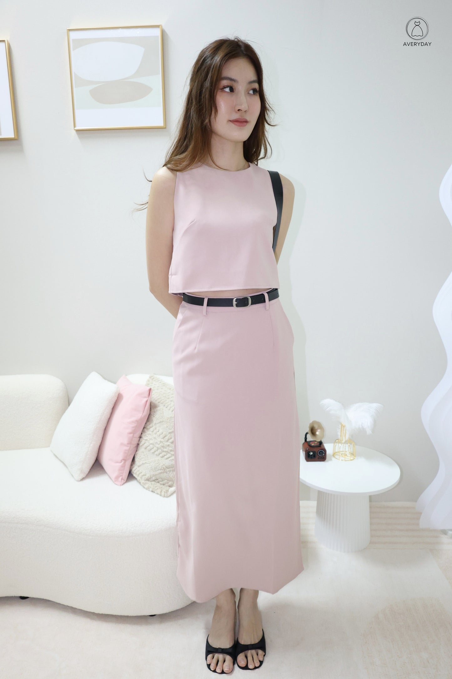 Eryn Belted Minimalist Co-Ord Set In Pink