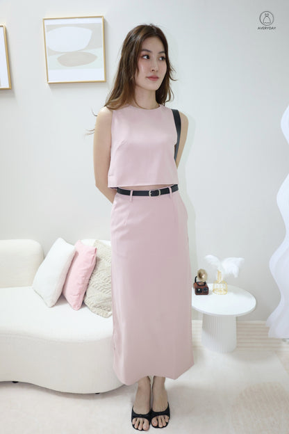 Eryn Belted Minimalist Co-Ord Set In Pink