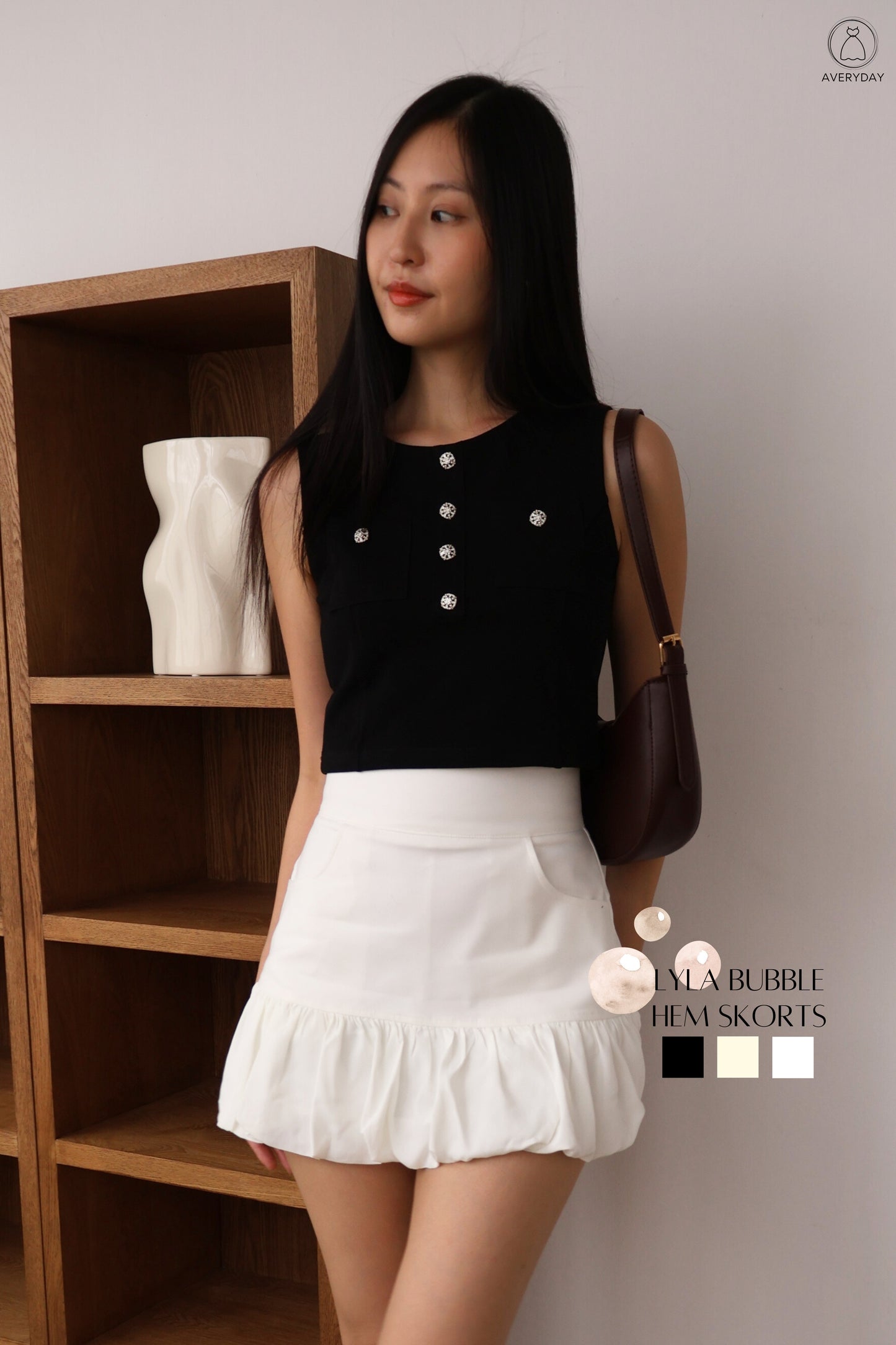 Lyla Bubble Hem Skorts In White