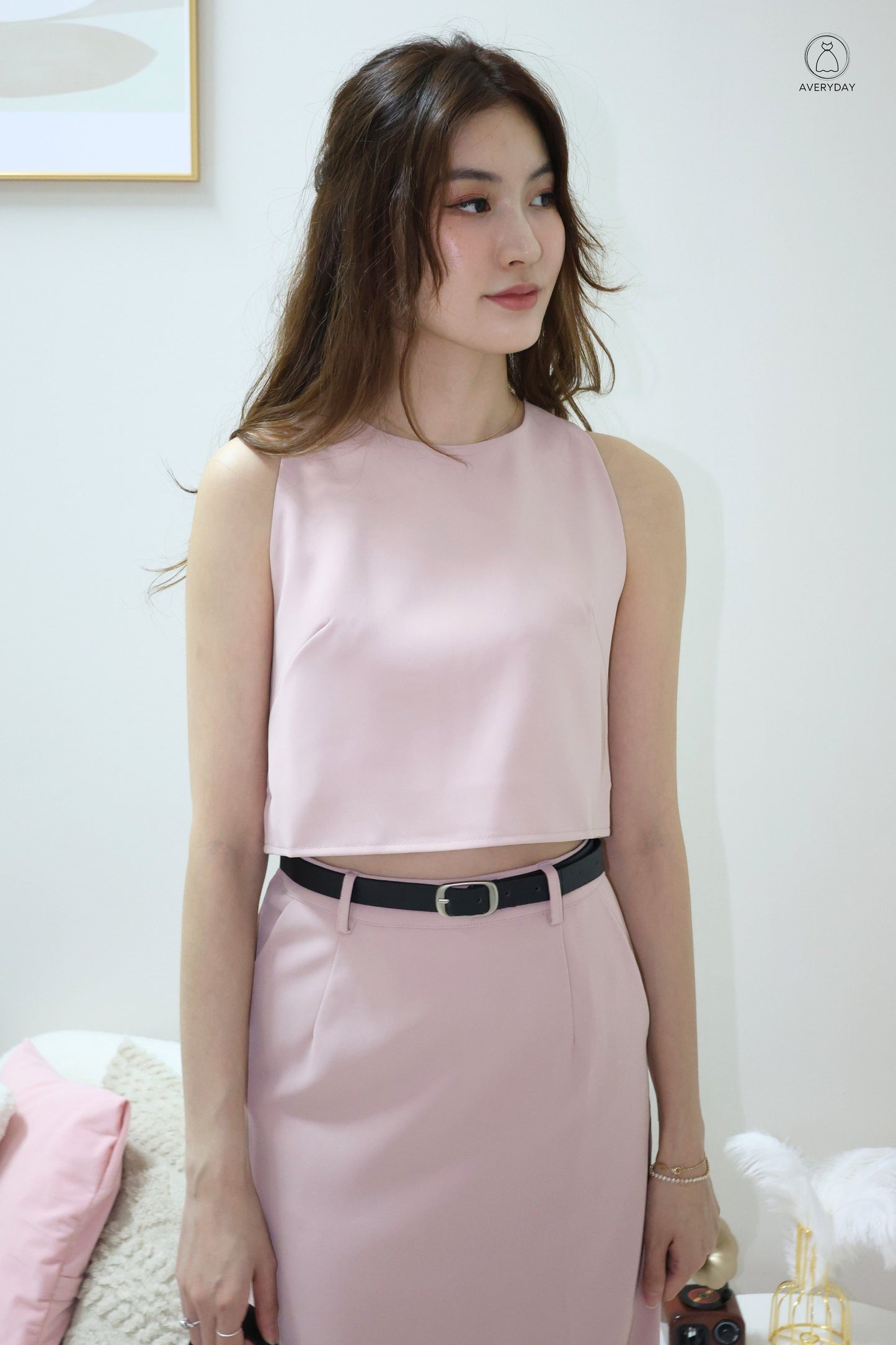 Eryn Belted Minimalist Co-Ord Set In Pink