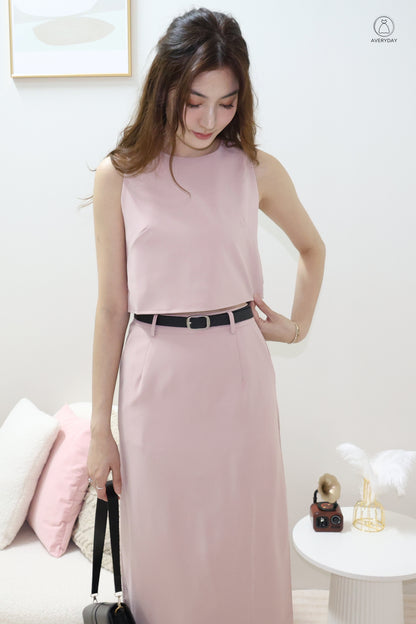 Eryn Belted Minimalist Co-Ord Set In Pink