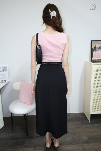 Randy Ruched Boatneck Top In Pink