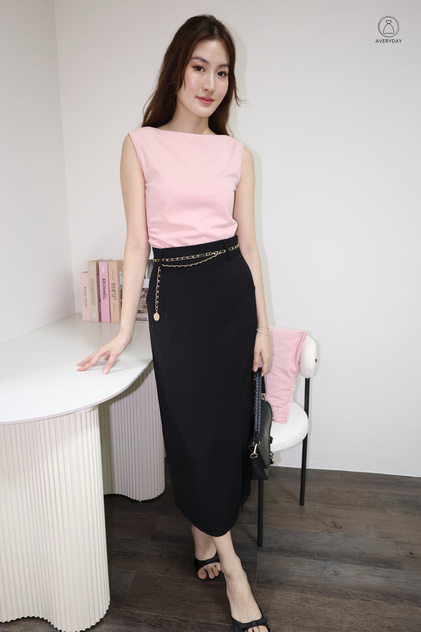 Randy Ruched Boatneck Top In Pink