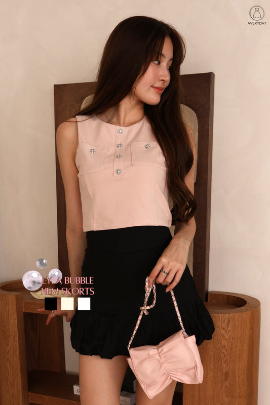 Lyla Bubble Hem Skorts In Black