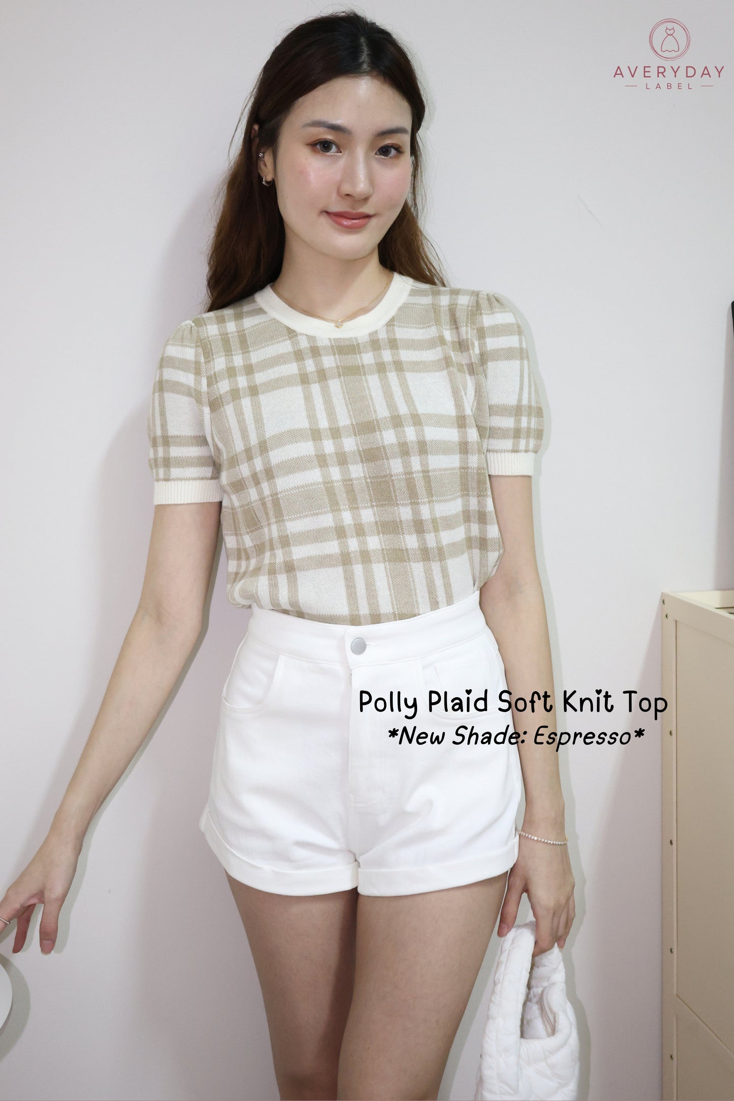 *New Shade* Polly Plaid Soft Knit Top In Espresso