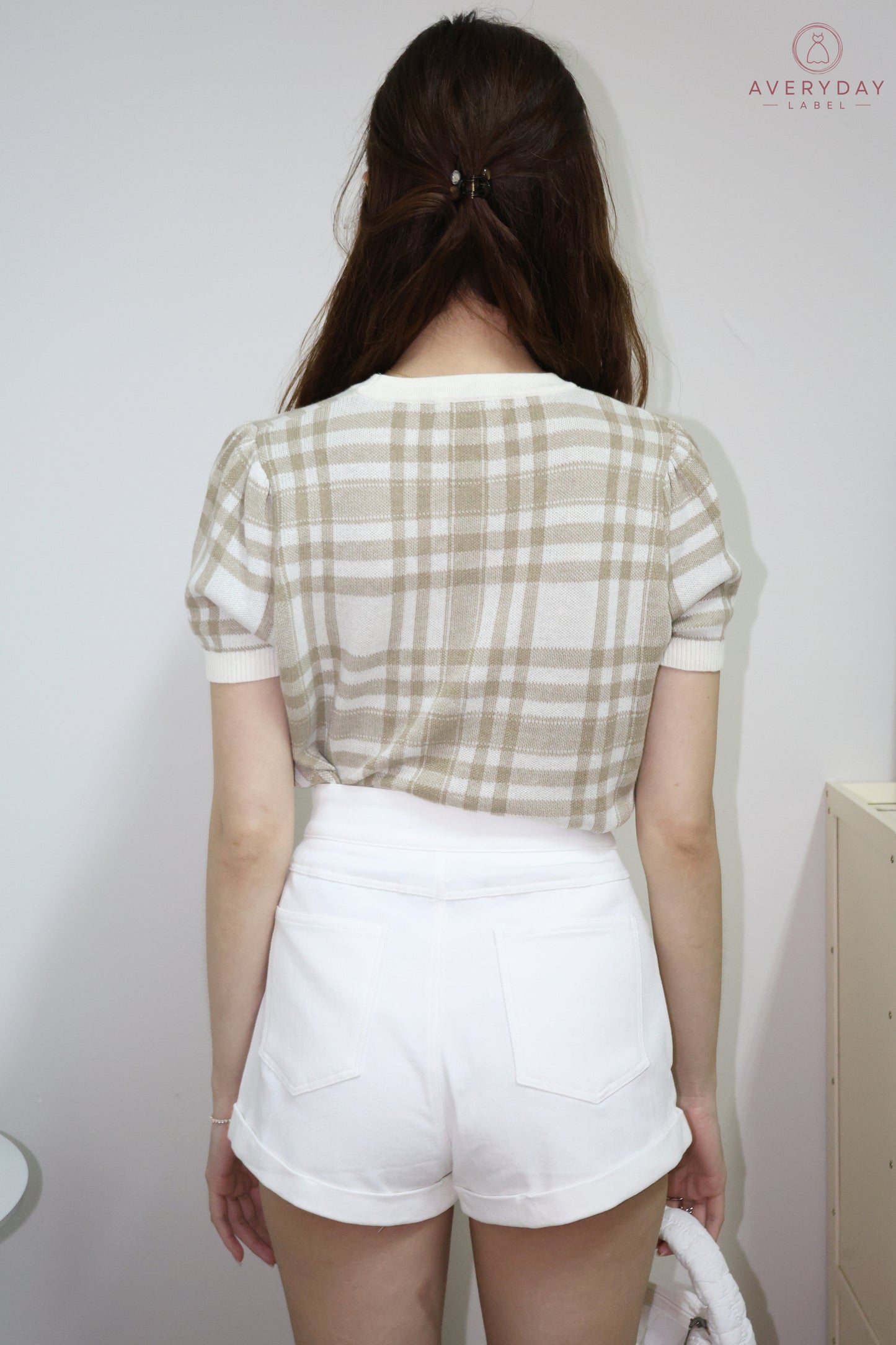 *New Shade* Polly Plaid Soft Knit Top In Espresso