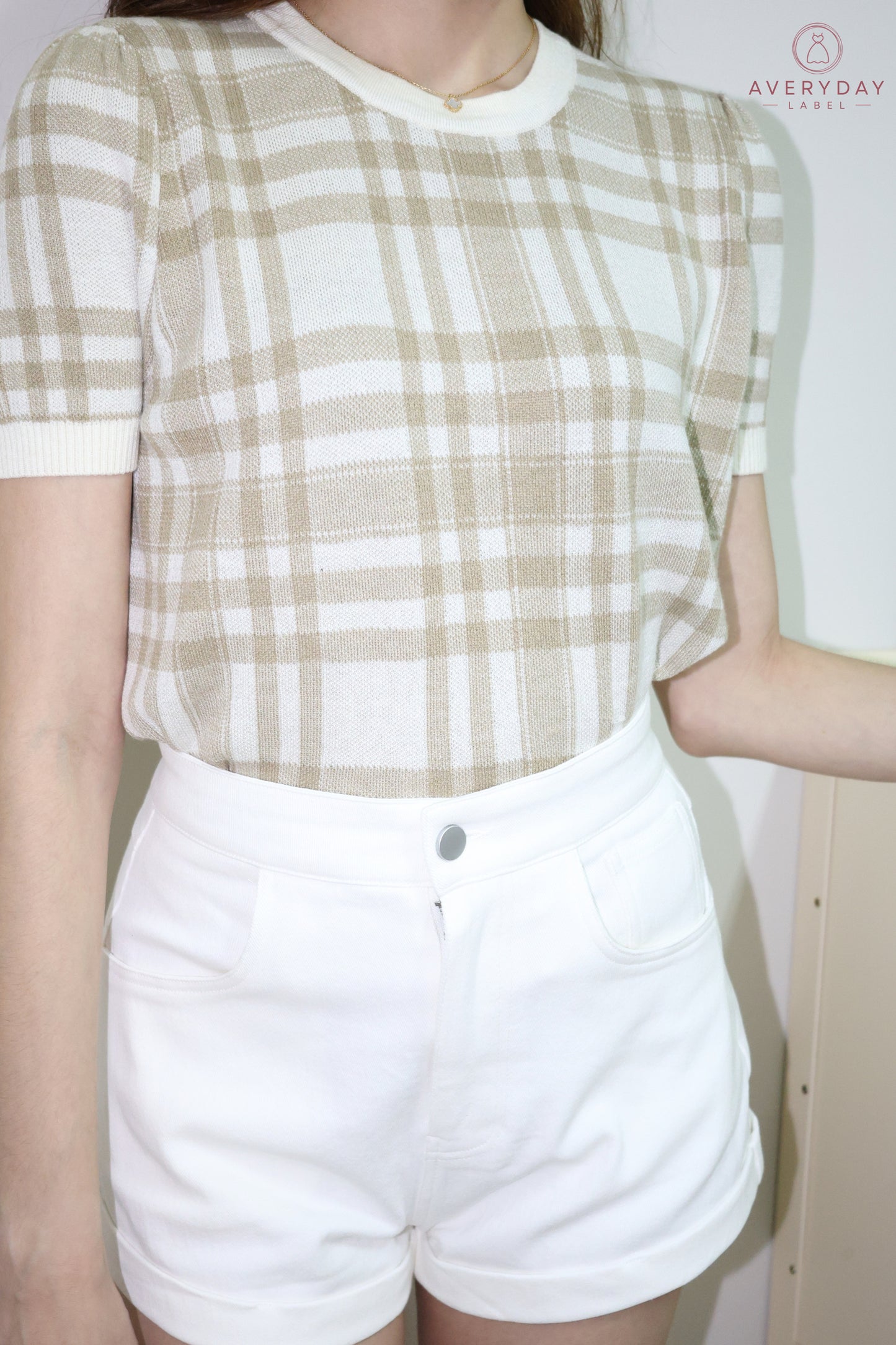 *New Shade* Polly Plaid Soft Knit Top In Espresso
