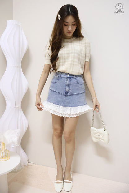 Polly Plaid Soft Knit Top In Caramel