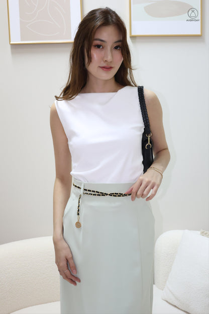 Kimmy Side Slit Pocket  Skirt w/ Medallion Belt In Mint