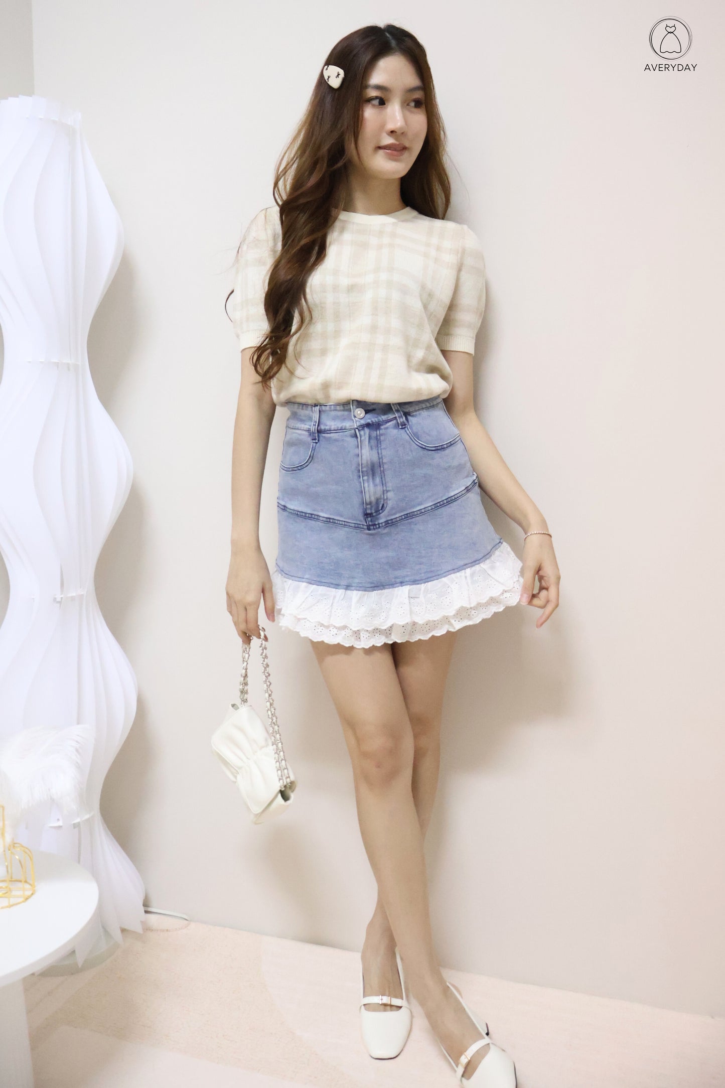 Polly Plaid Soft Knit Top In Caramel