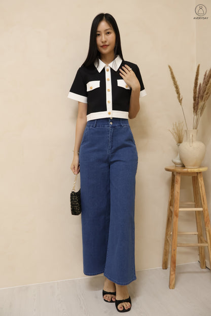 Sierra Collar Button Top In Black