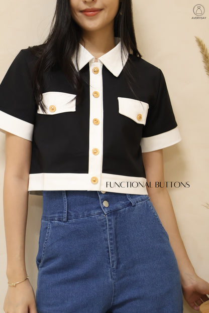 Sierra Collar Button Top In Black