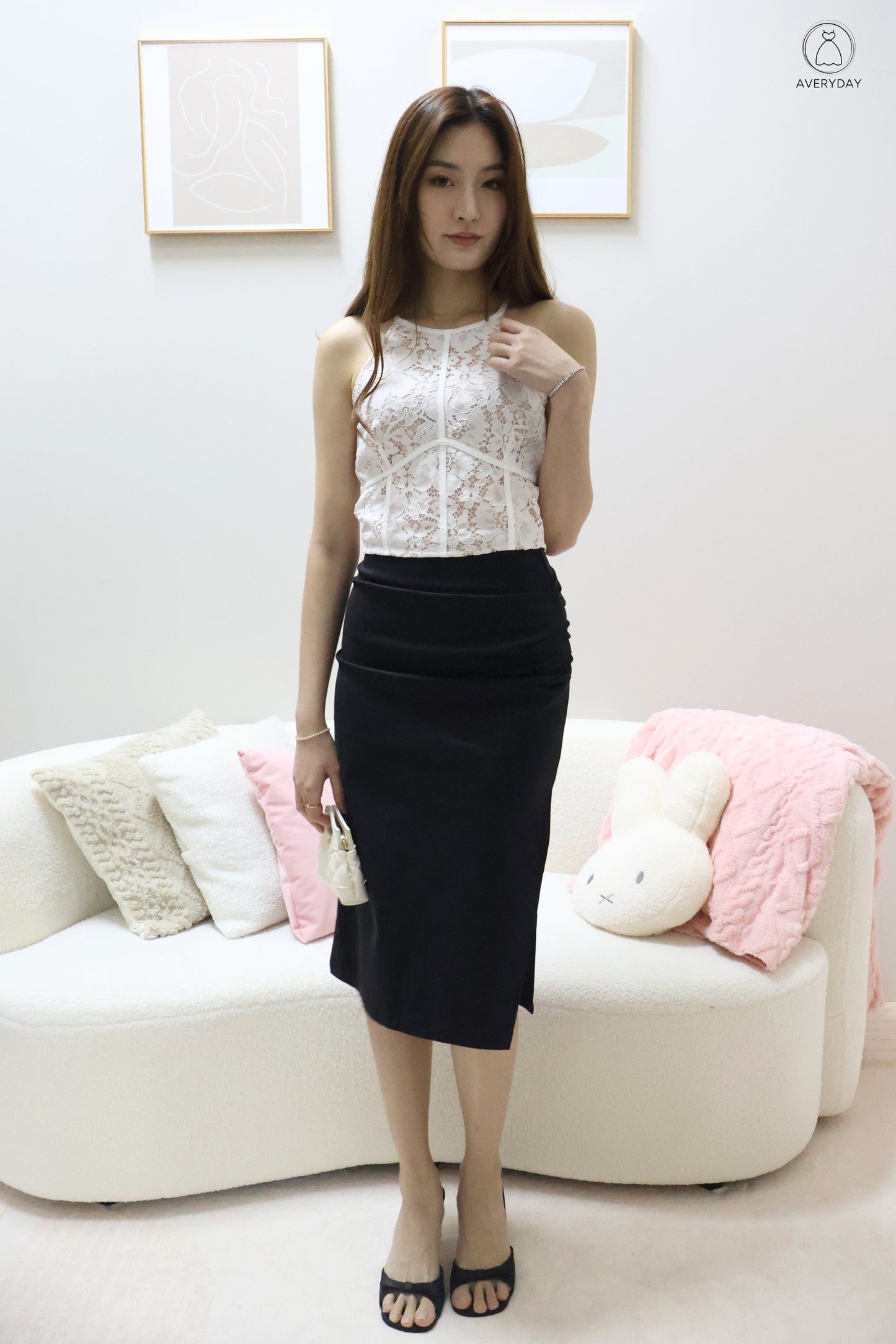 Ayla Halter Lace Top In White