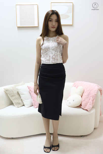 Ayla Halter Lace Top In White