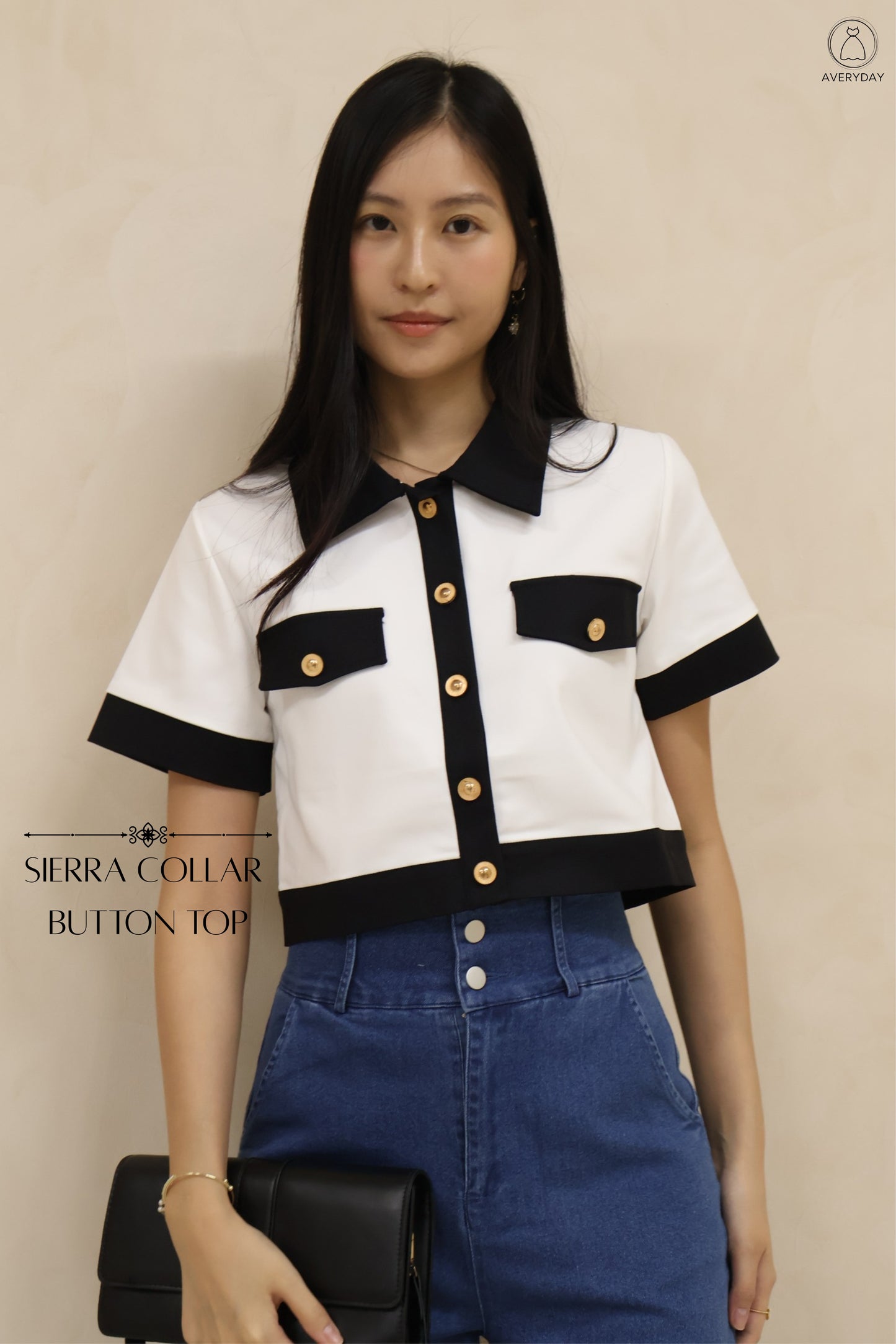 Sierra Collar Button Top In White
