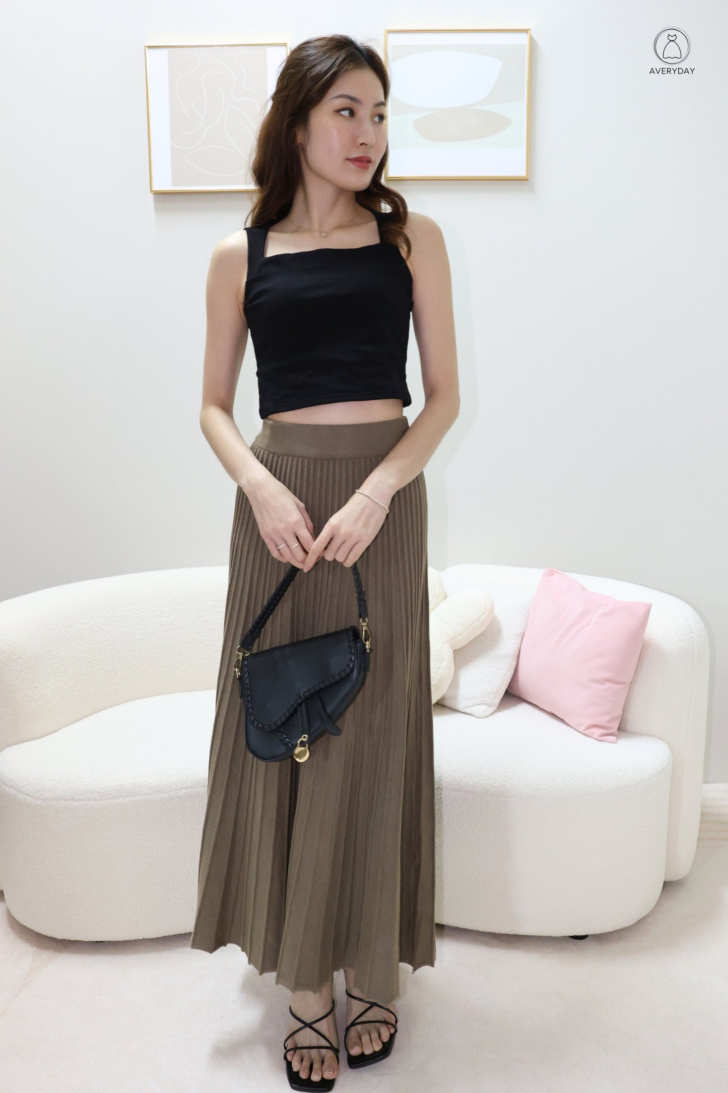 Elma Classic Square Neck Top in Black