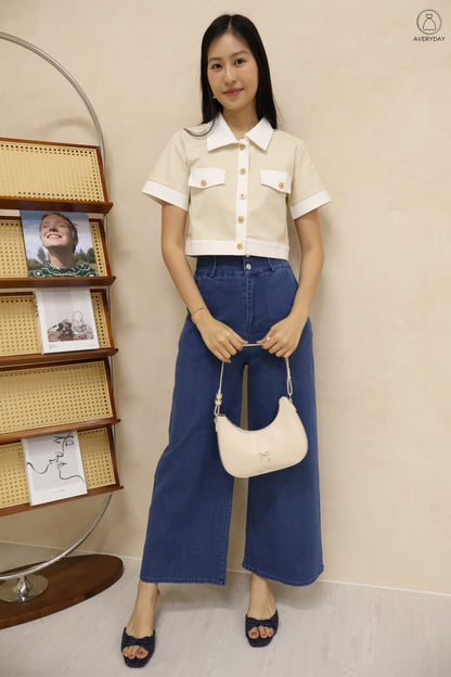 Sierra Collar Button Top In Cream