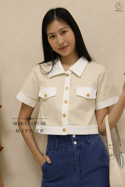 Sierra Collar Button Top In Cream