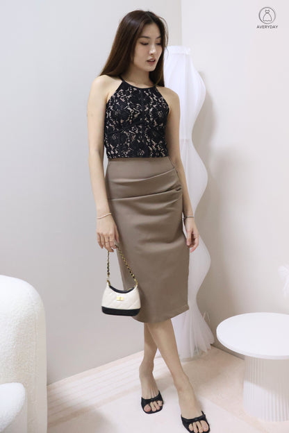 Ayla Halter Lace Top In Black
