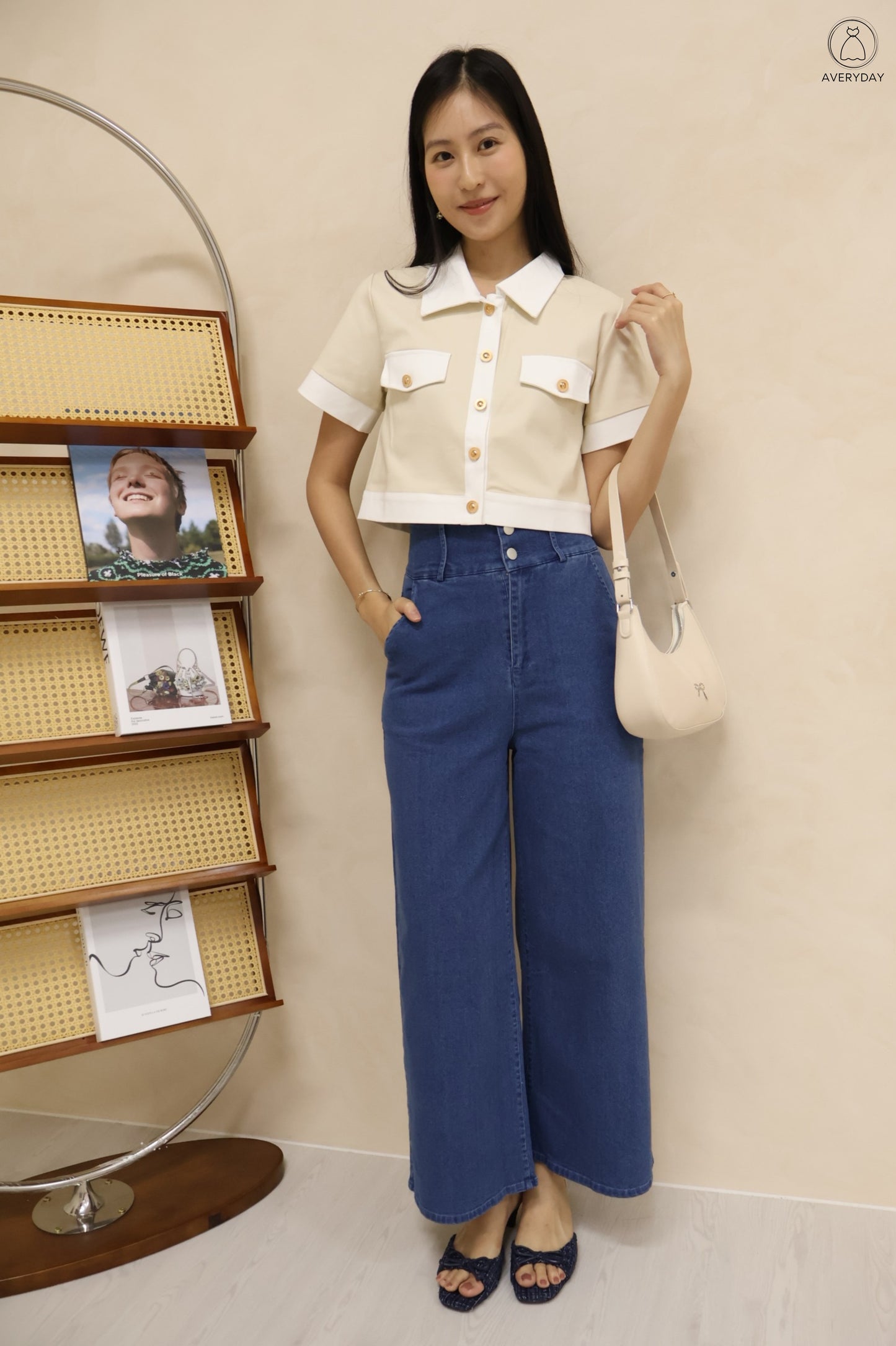 Sierra Collar Button Top In Cream