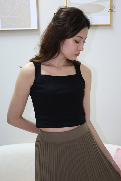 Elma Classic Square Neck Top in Black
