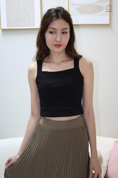 Elma Classic Square Neck Top in Black