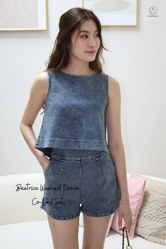 Beatrice Washed Denim Co-Ord Set (Dark)