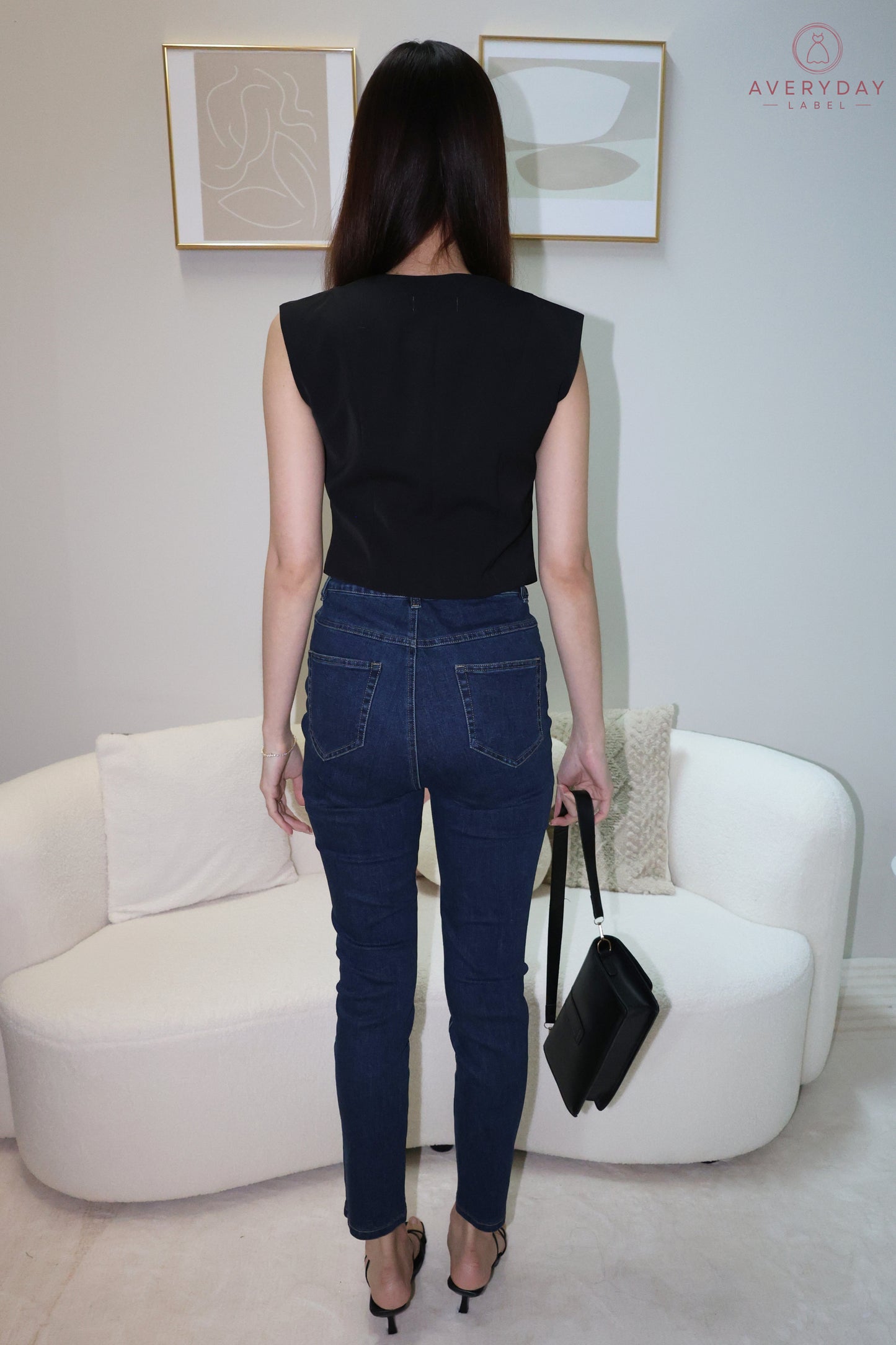 Keramie Snap  Button Vest Top In Black