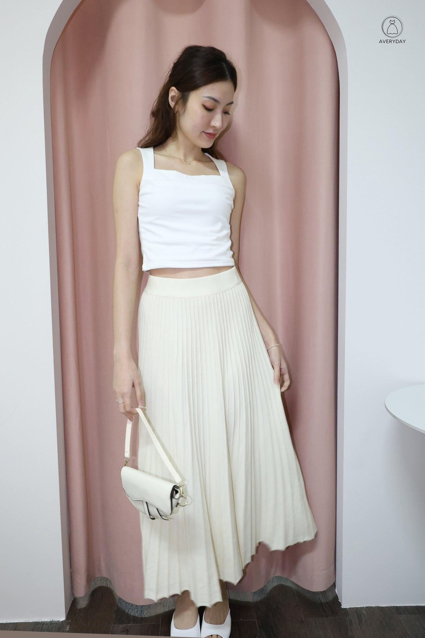 Elma Classic Square Neck Top in White