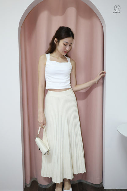 Abygail Pleated Soft Knit Skirt In Cream
