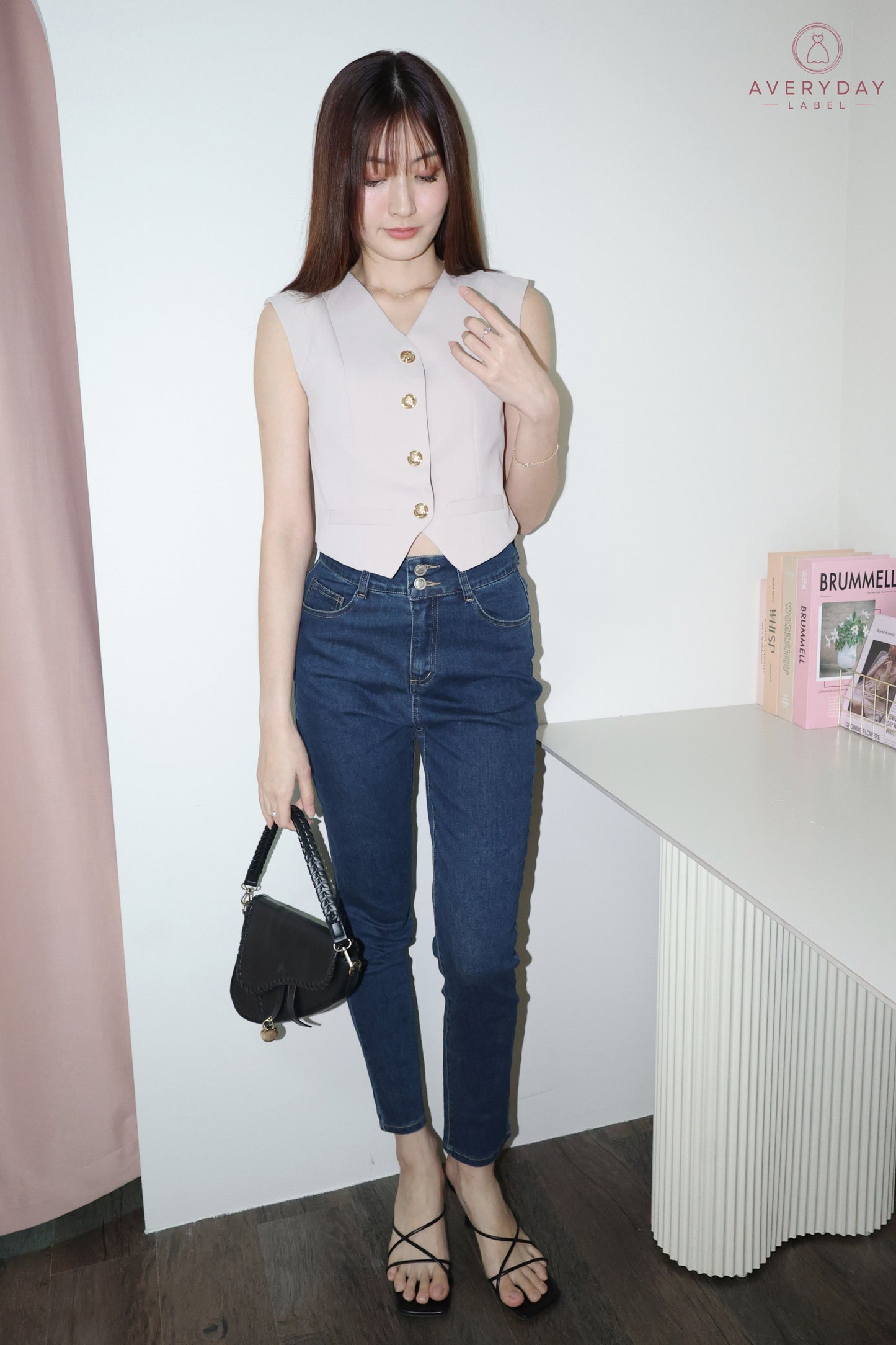 Keramie Snap  Button Vest Top In Taupe