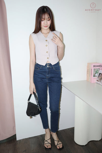 Keramie Snap  Button Vest Top In Taupe