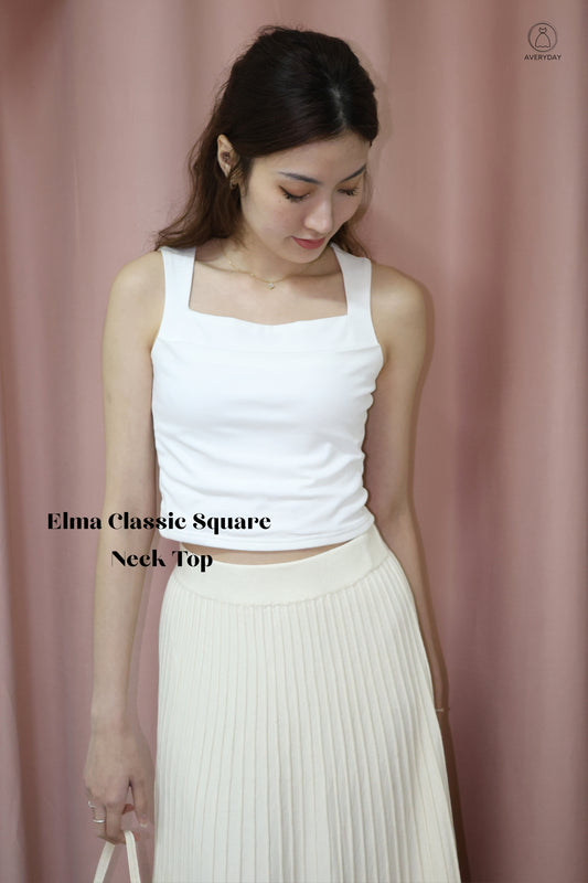 Elma Classic Square Neck Top in White