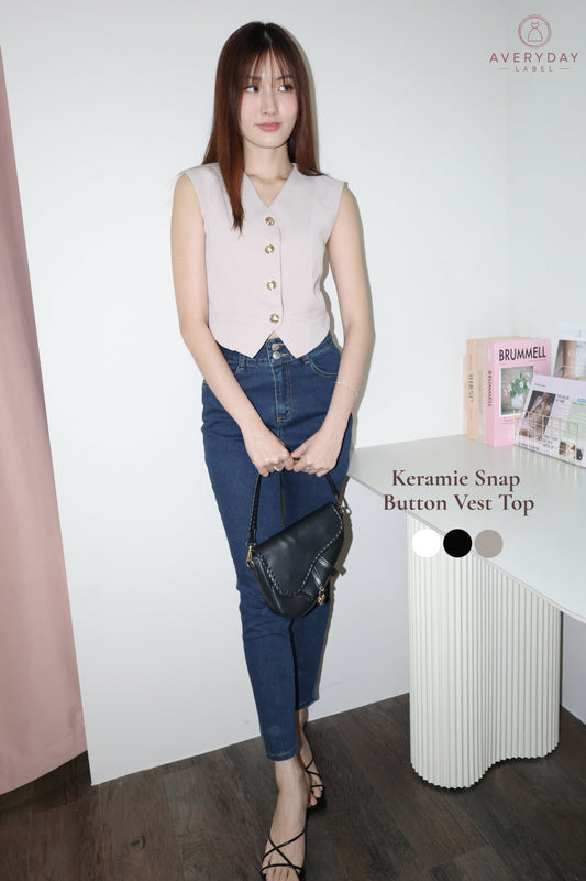 Keramie Snap  Button Vest Top In Taupe