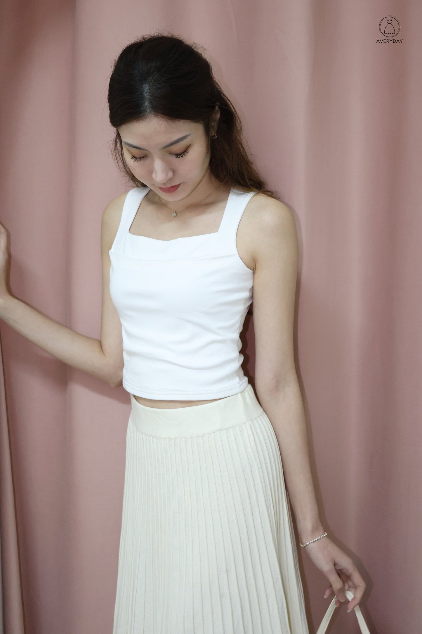 Elma Classic Square Neck Top in White