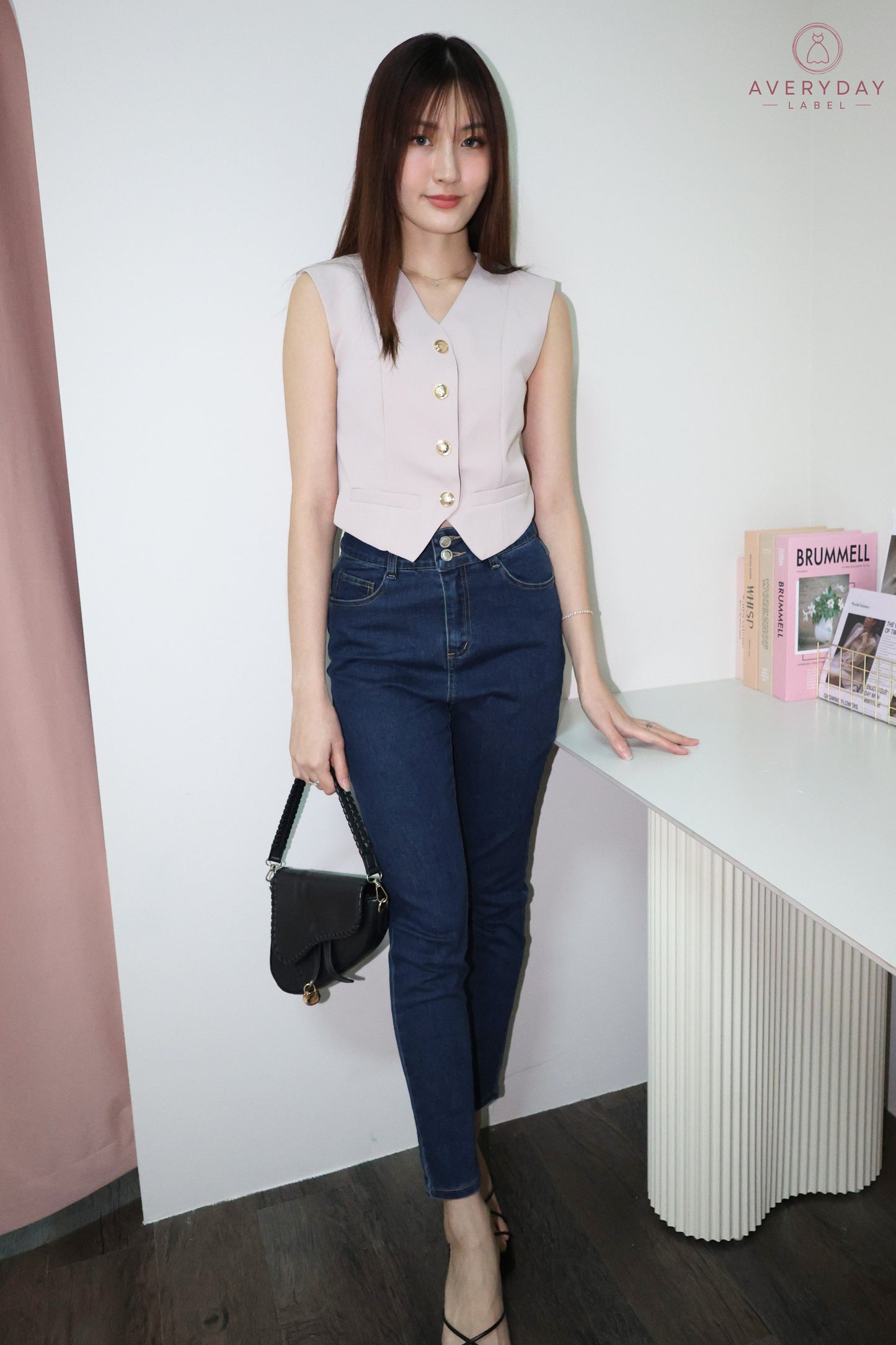 Keramie Snap  Button Vest Top In Taupe
