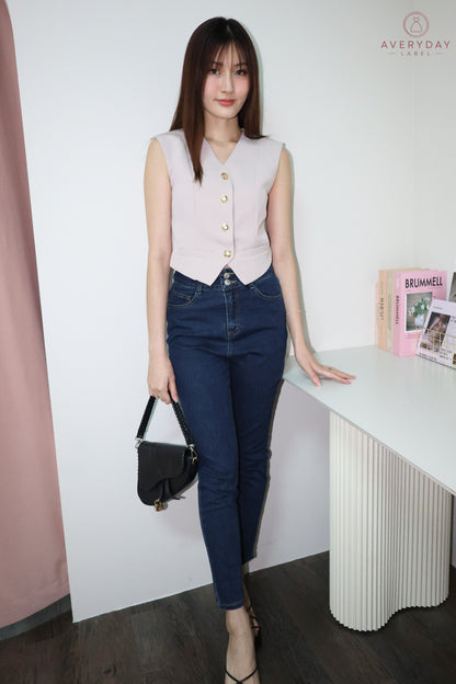 Keramie Snap  Button Vest Top In Taupe