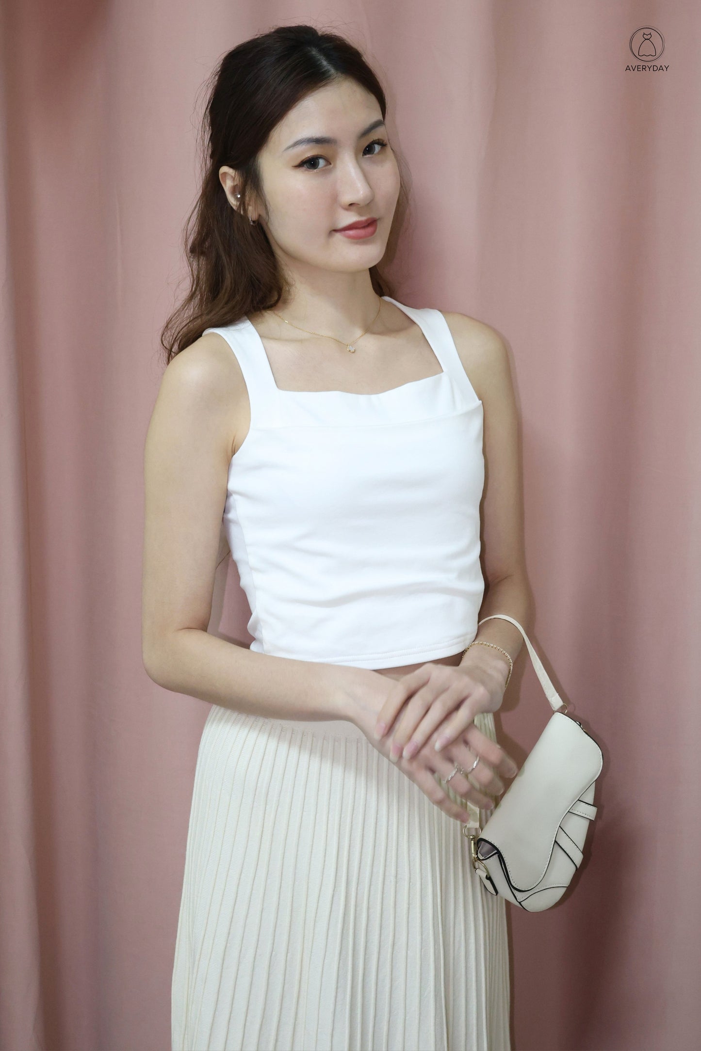 Elma Classic Square Neck Top in White
