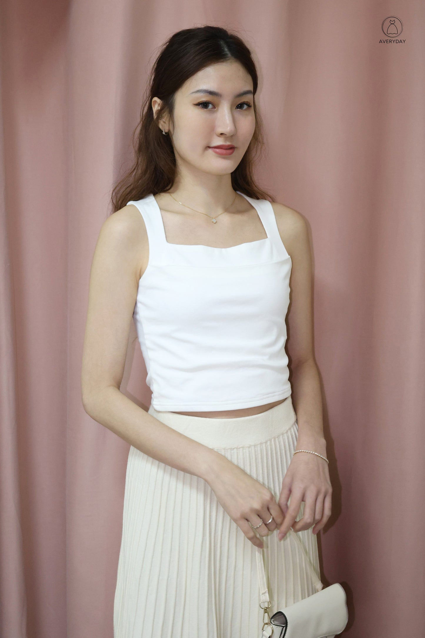 Elma Classic Square Neck Top in White
