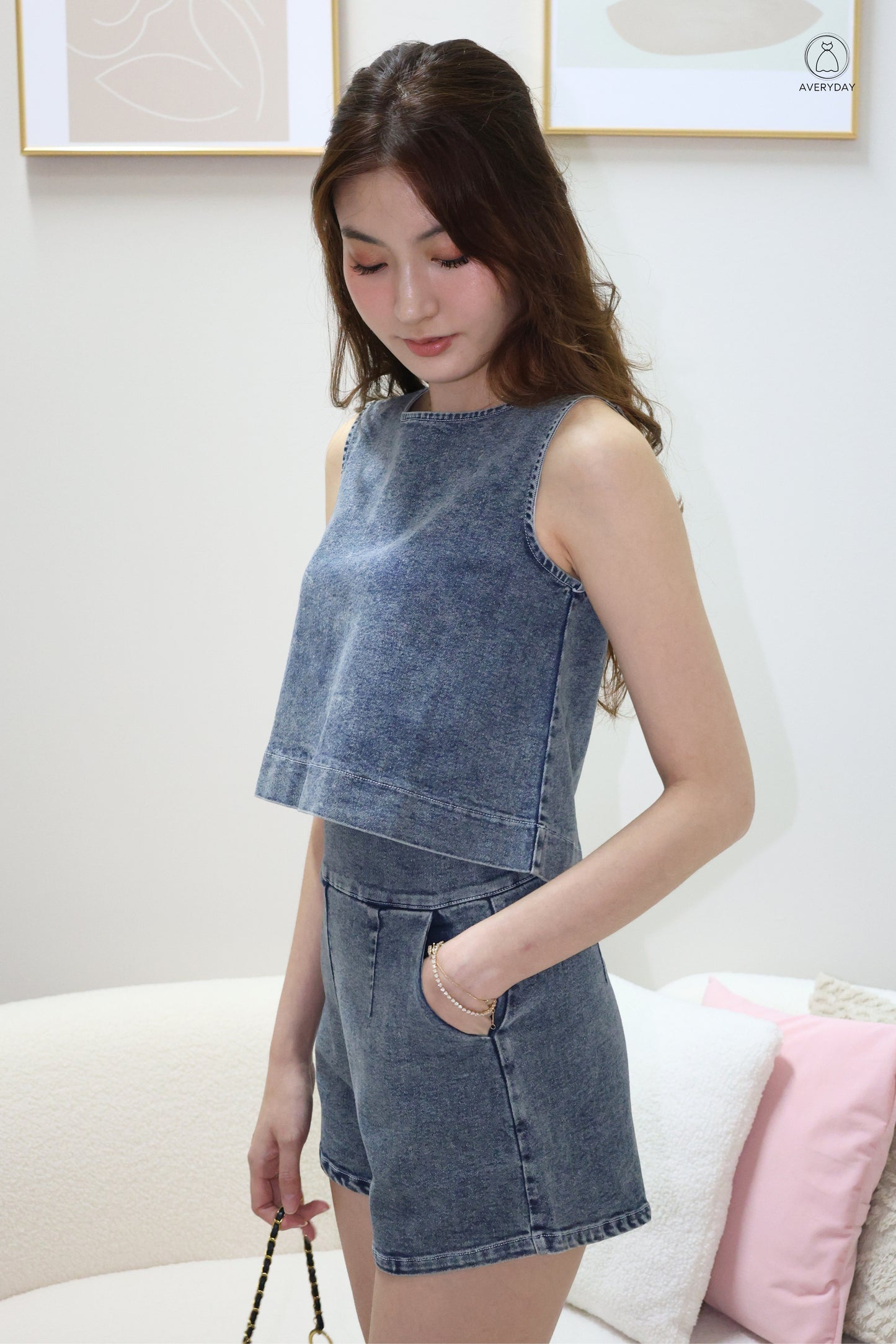 Beatrice Washed Denim Co-Ord Set (Dark)
