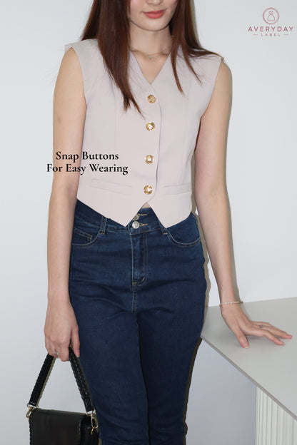 Keramie Snap  Button Vest Top In Taupe
