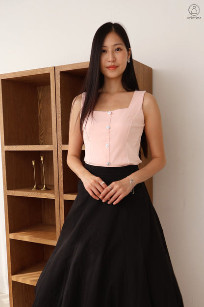 *Premium* Aisling Bubble Hem Midi Skirt In Black