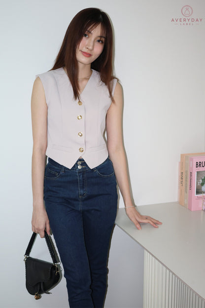 Keramie Snap  Button Vest Top In Taupe
