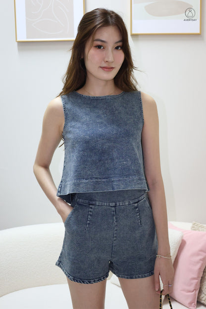 Beatrice Washed Denim Co-Ord Set (Dark)