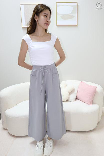 Noelle Square Neck Ruched Top In White