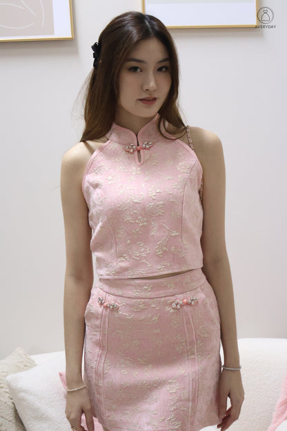 *CNY*芊柔 (Qiān Róu) Soft  Petal Jacquard Co-Ord Set In Pink
